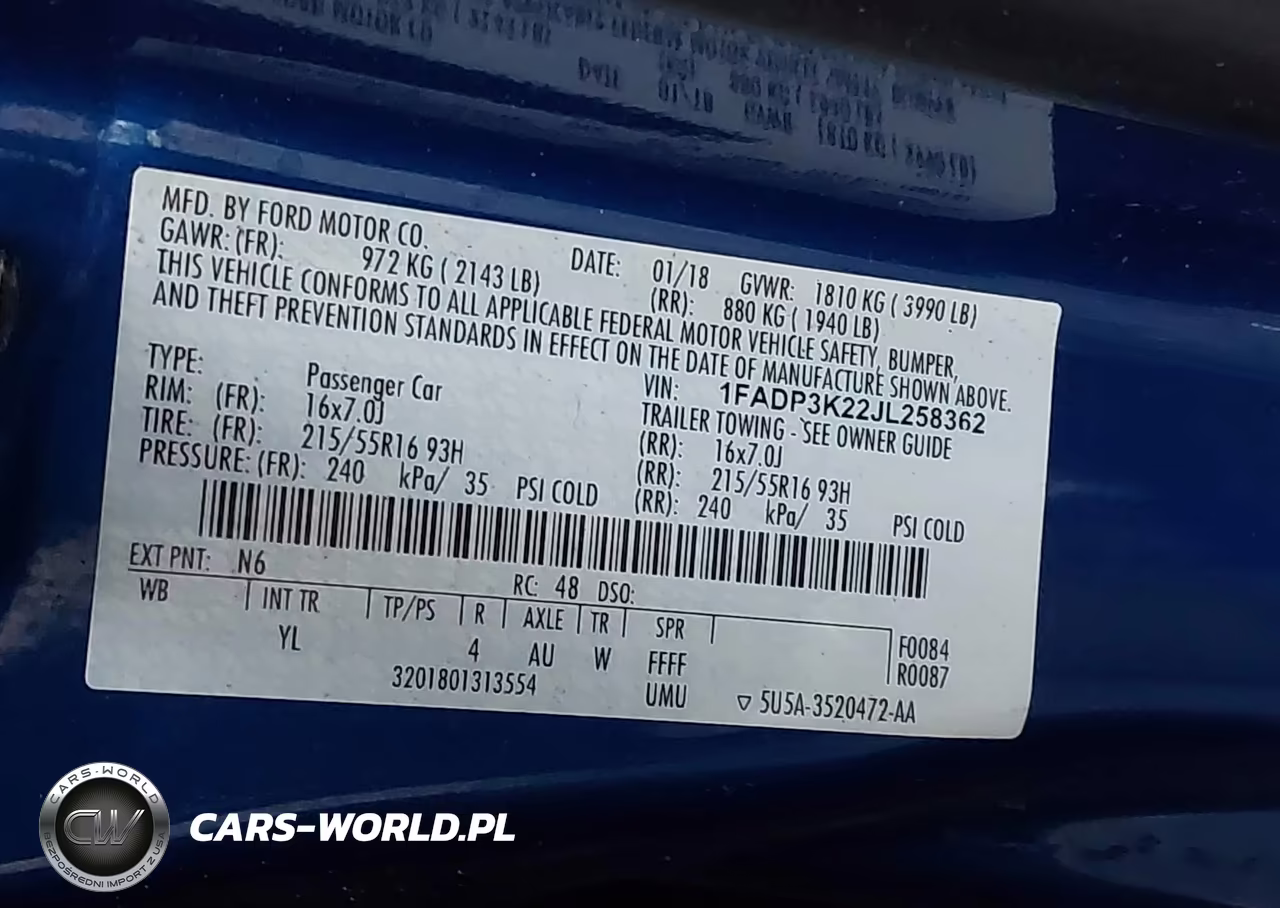2018 Ford Focus Se VIN:1FADP3K22JL258362 - 9