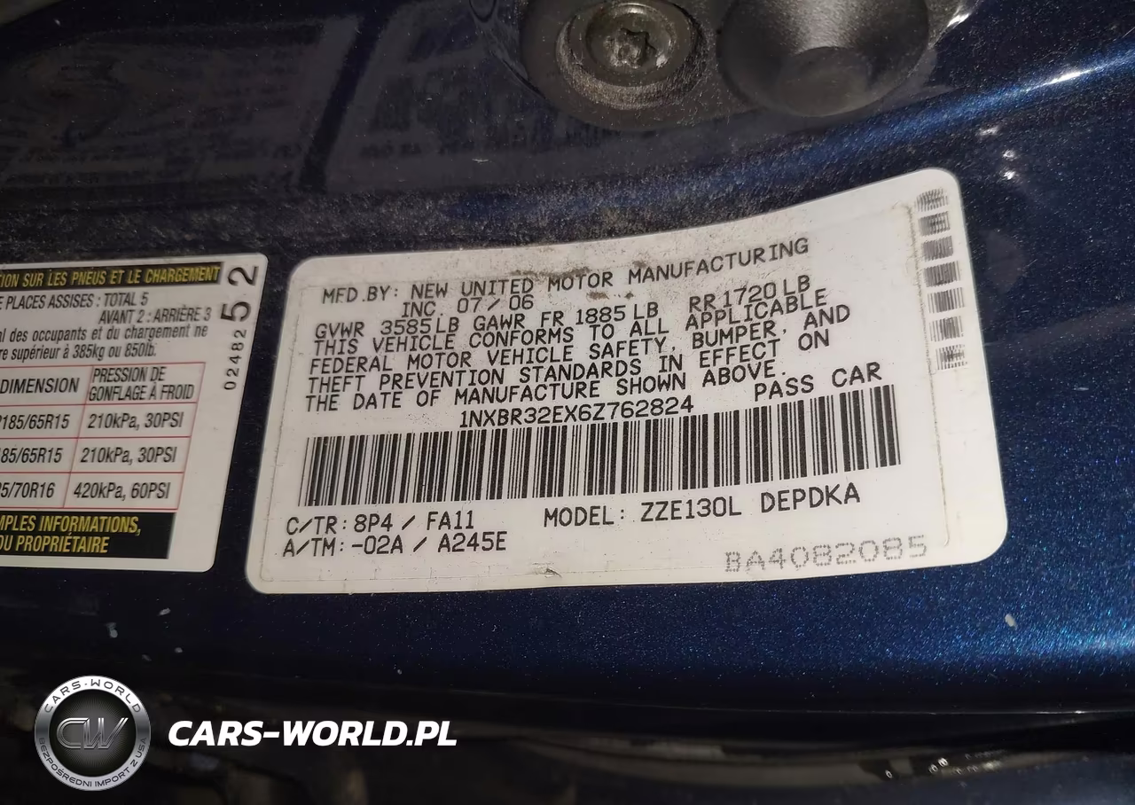 2006 Toyota Corolla Ce VIN:1NXBR32EX6Z762824 - 9