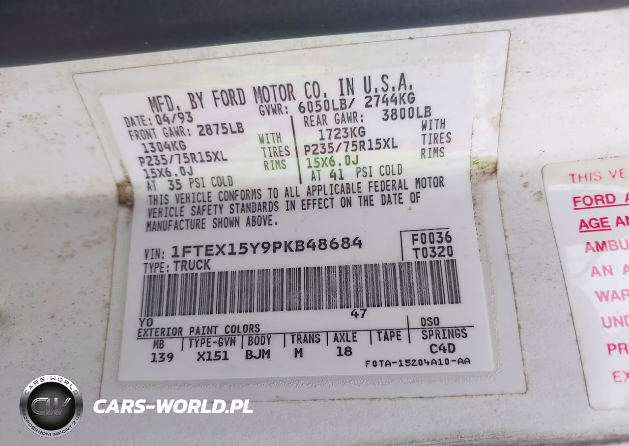 1993 Ford F150 VIN:1FTEX15Y9PKB48684 - 9