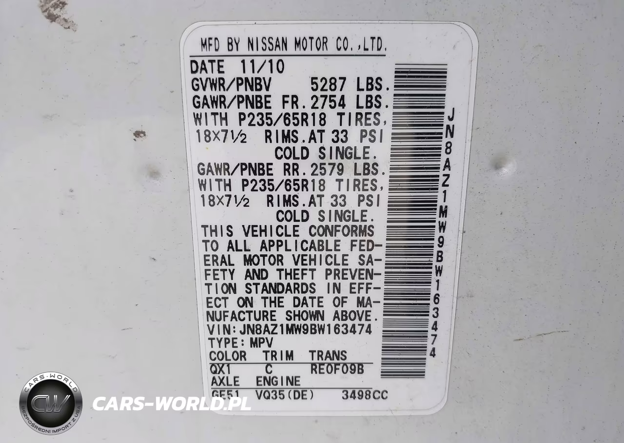 2011 Nissan Murano S VIN:JN8AZ1MW9BW163474 - 9