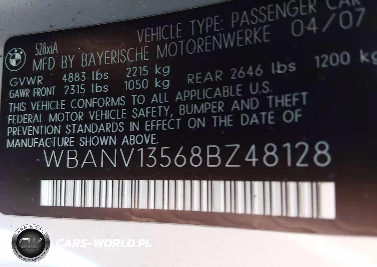 2008 BMW 528Xi VIN:WBANV13568BZ48128 - 9