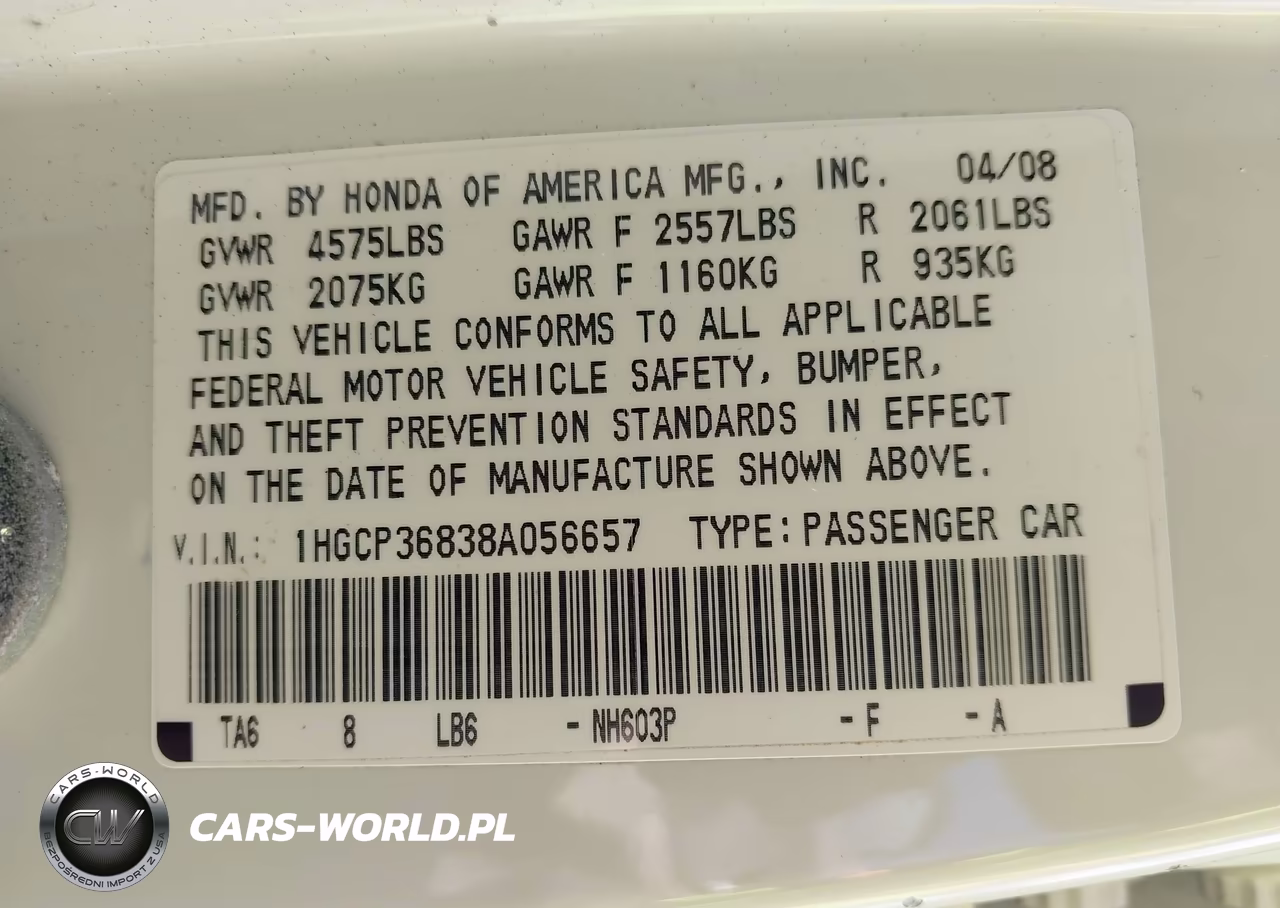 2008 Honda Accord 3.5 Ex-L VIN:1HGCP36838A056657 - 9