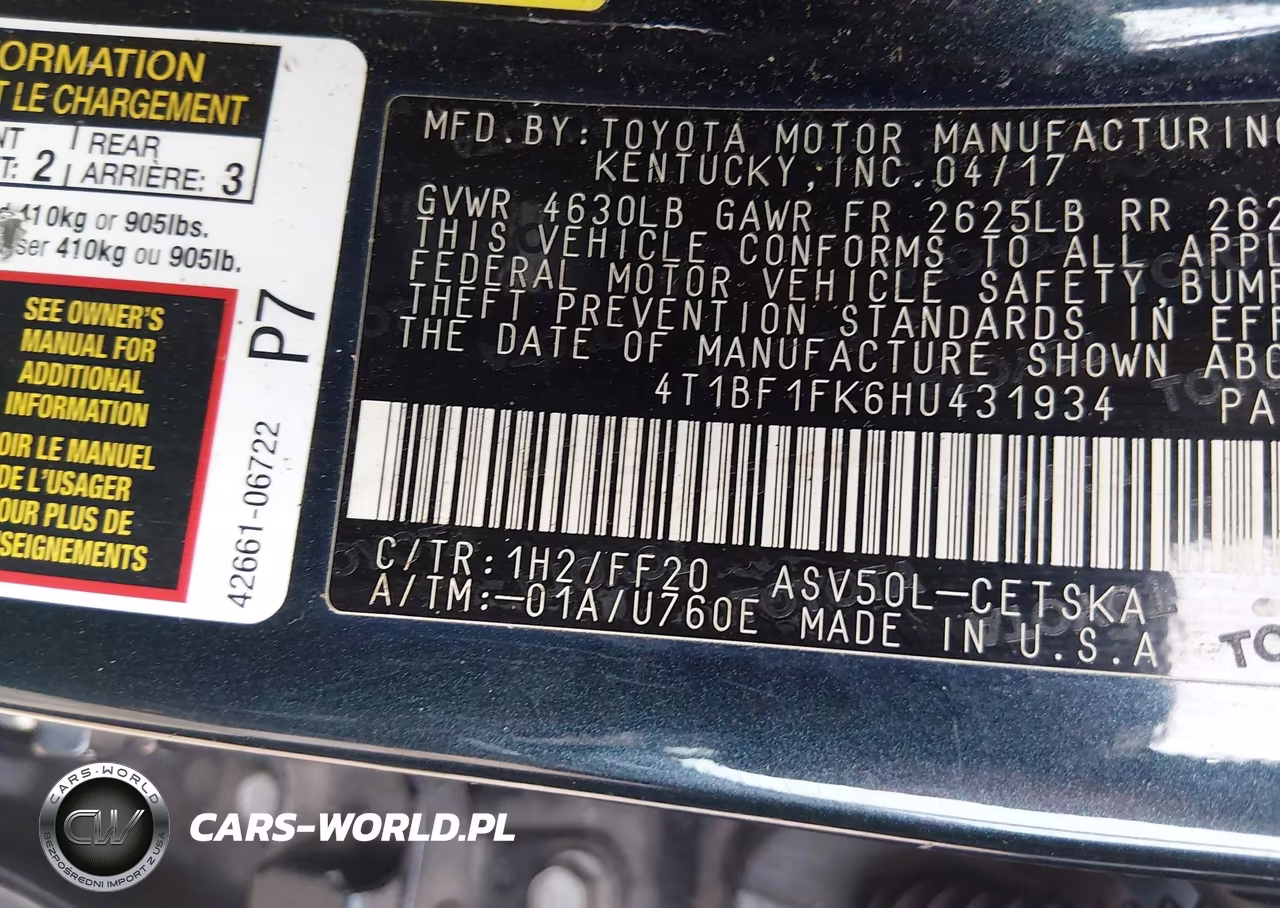 2017 Toyota Camry Se VIN:4T1BF1FK6HU431934 - 9