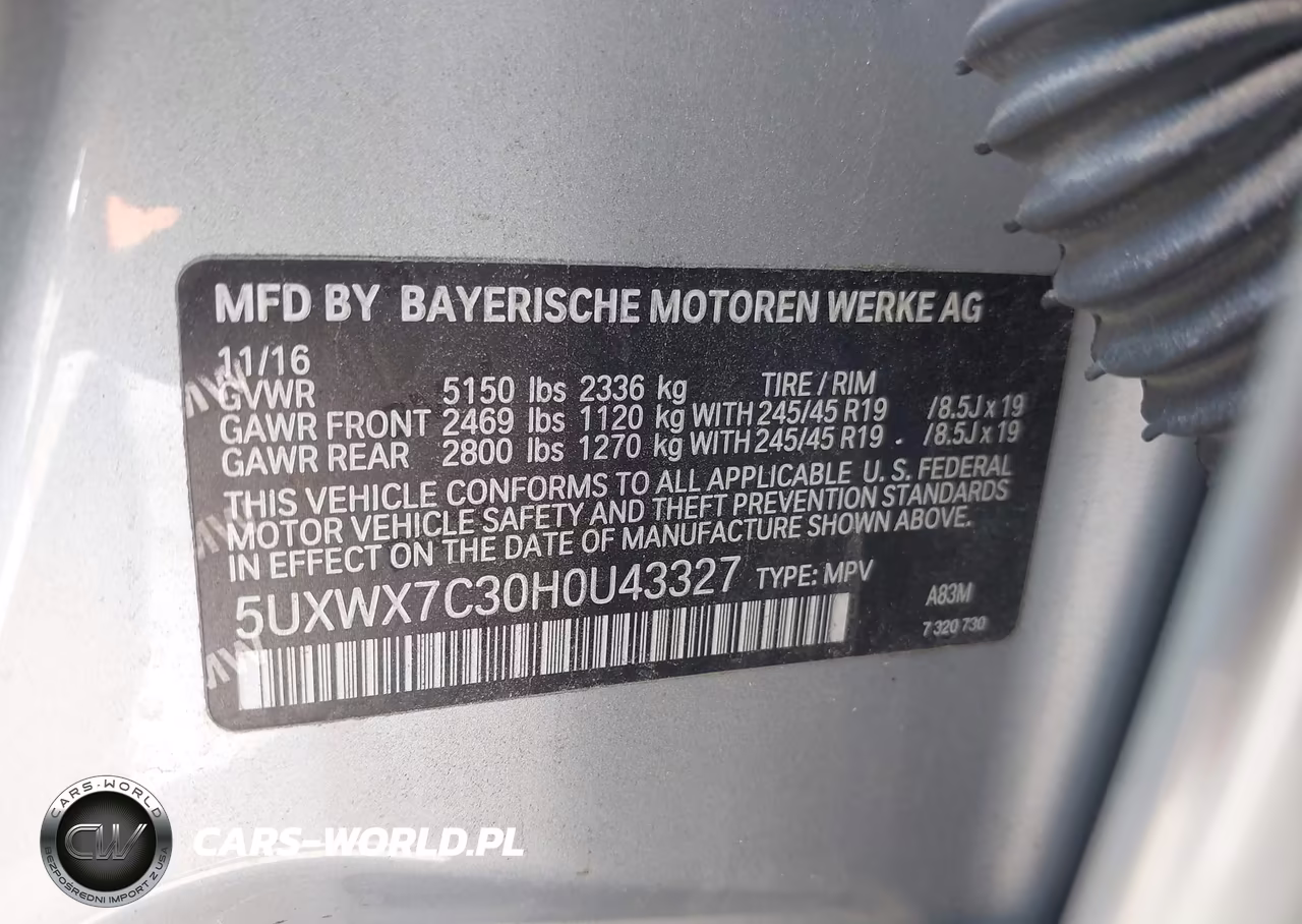 2017 BMW X3 xDrive35I VIN:5UXWX7C30H0U43327 - 9