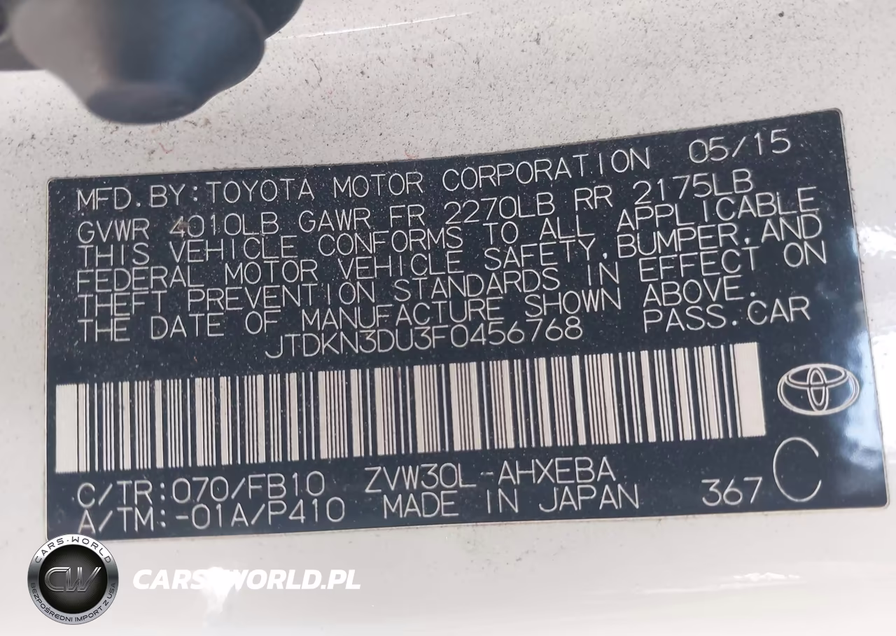 2015 Toyota Prius Two VIN:JTDKN3DU3F0456768 - 9