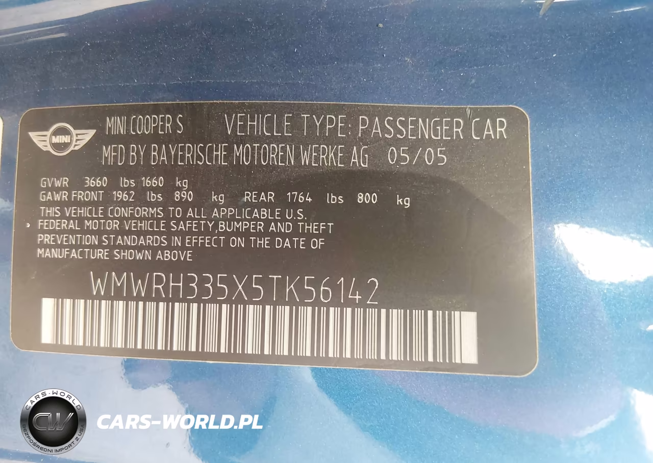 2005 Mini Cooper S VIN:WMWRH335X5TK56142 - 9