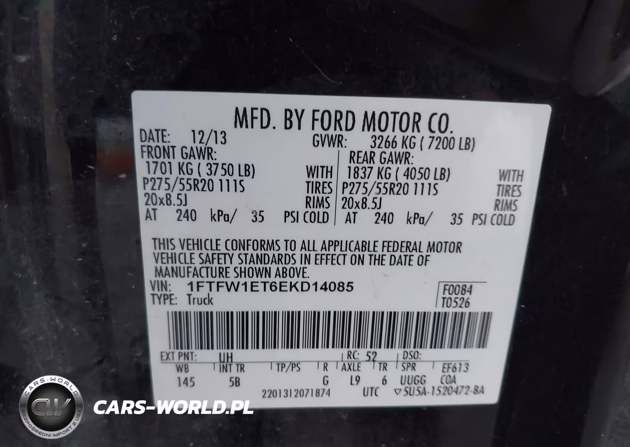 2014 Ford F-150 Fx4 VIN:1FTFW1ET6EKD14085 - 9