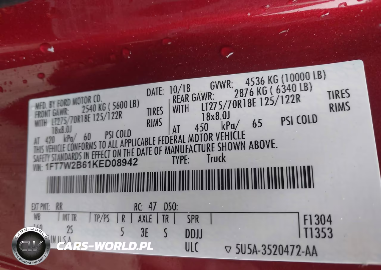 2019 Ford F-250 Xlt VIN:1FT7W2B61KED08942 - 9