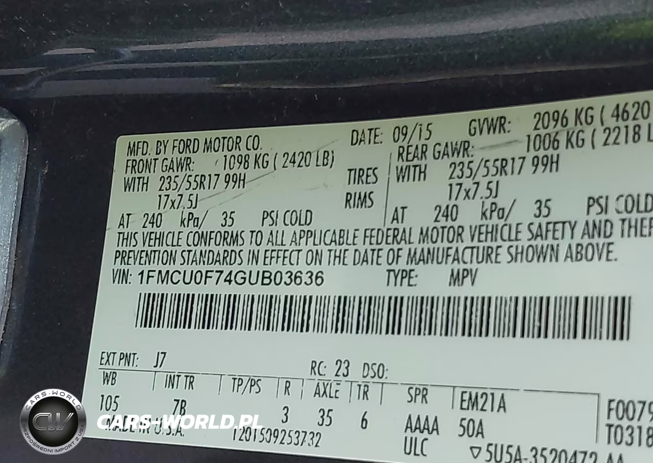 2016 Ford Escape S VIN:1FMCU0F74GUB03636 - 9