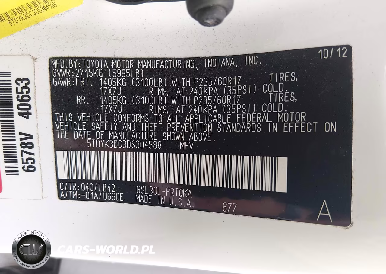 2013 Toyota Sienna Xle V6 8 Passenger VIN:5TDYK3DC3DS304588 - 9