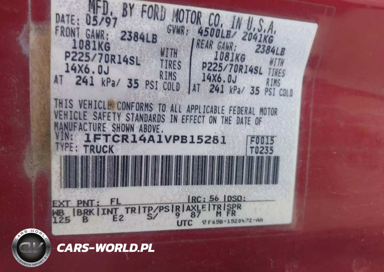 1997 Ford Ranger Xl-Xlt VIN:1FTCR14A1VPB15281 - 9