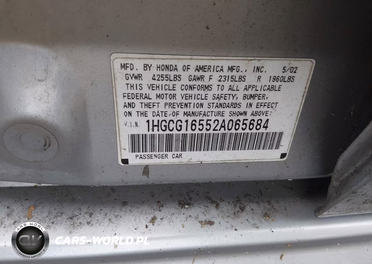 2002 Honda Accord 3.0 Ex VIN:1HGCG16552A065684 - 9