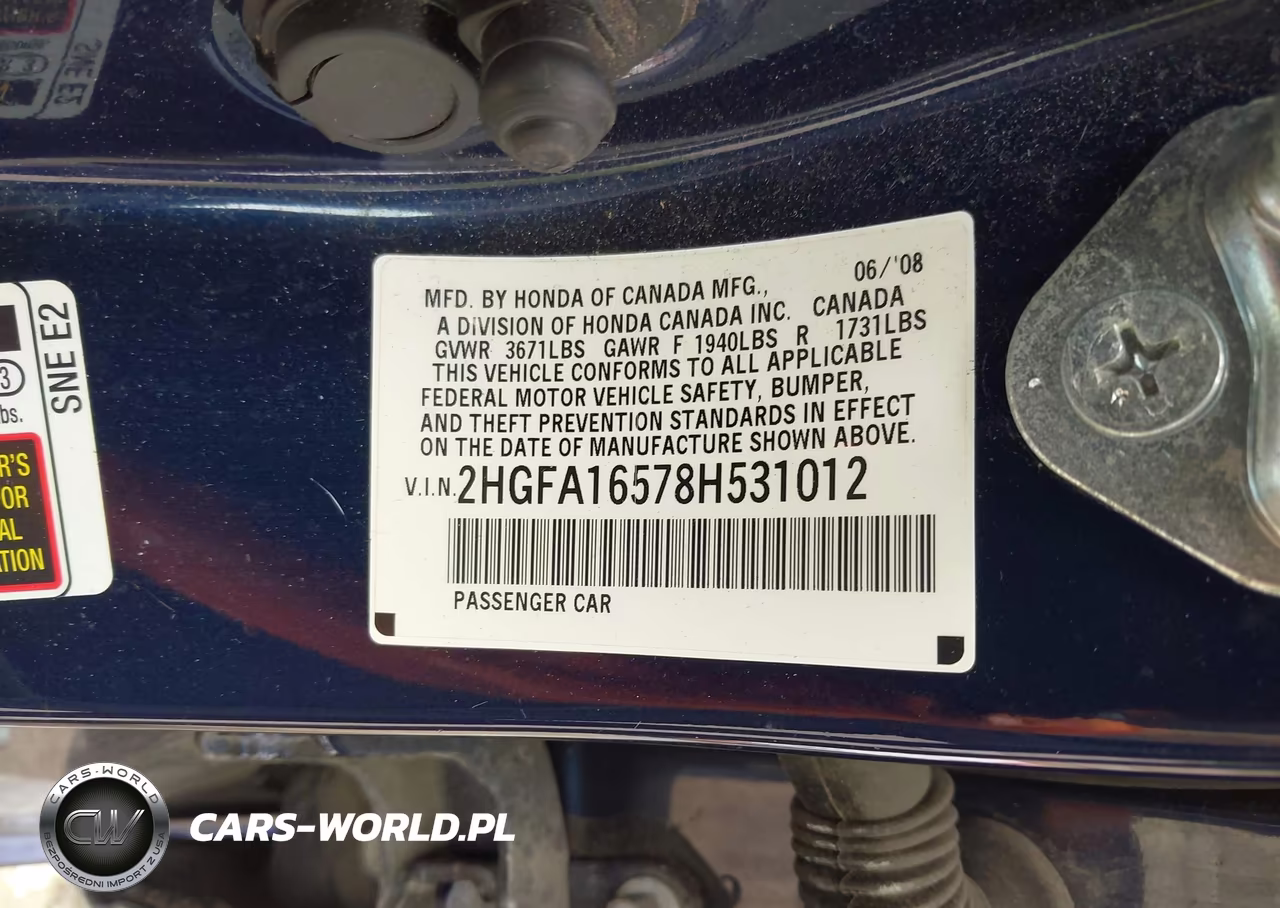 2008 Honda Civic Lx VIN:2HGFA16578H531012 - 9