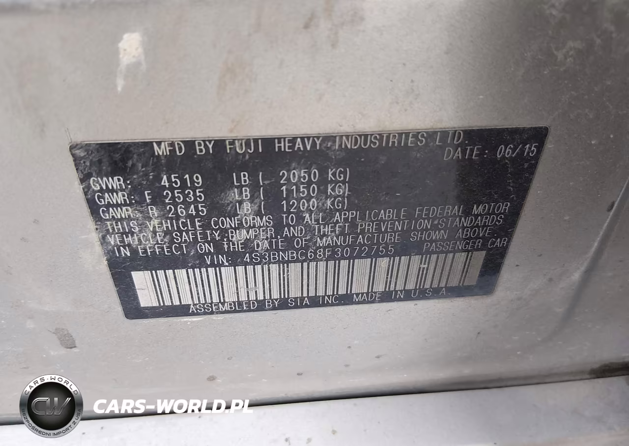 2015 Subaru Legacy 2.5I Premium VIN:4S3BNBC68F3072755 - 9