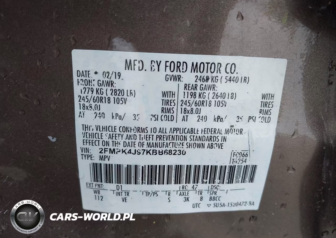 2019 Ford Edge Sel VIN:2FMPK4J97KBB68230 - 9
