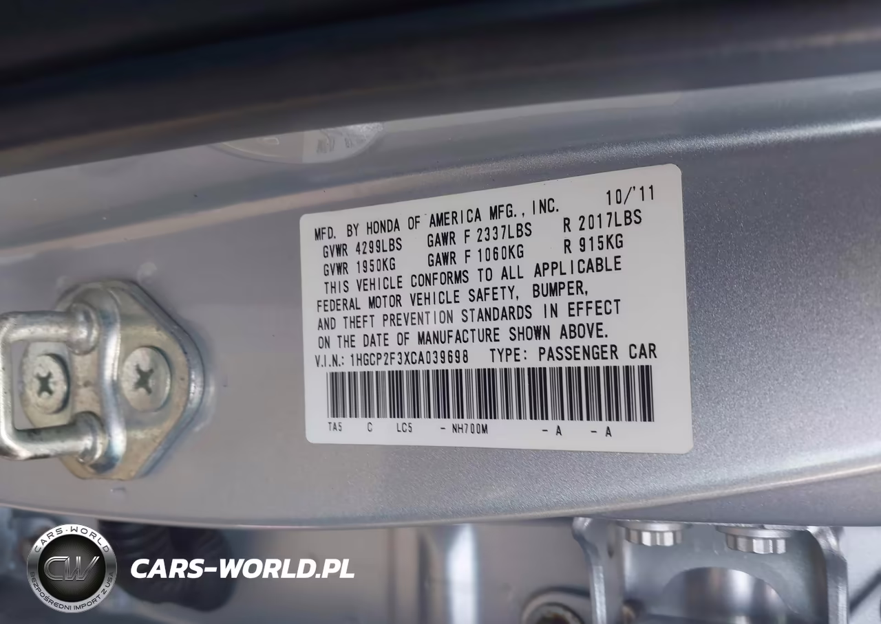 2012 Honda Accord 2.4 Lx VIN:1HGCP2F3XCA039698 - 9