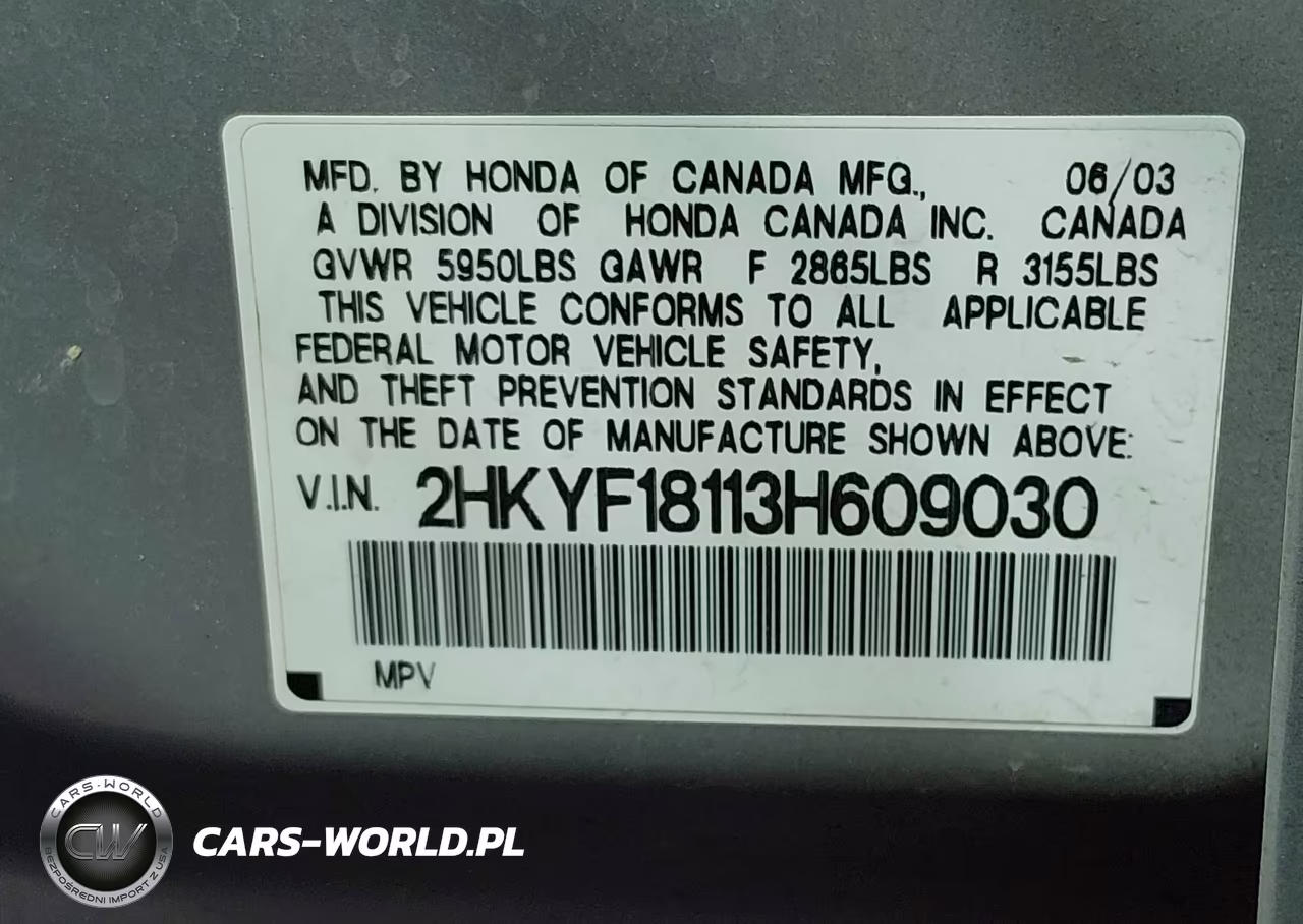 2003 Honda Pilot Lx VIN:2HKYF18113H609030 - 9