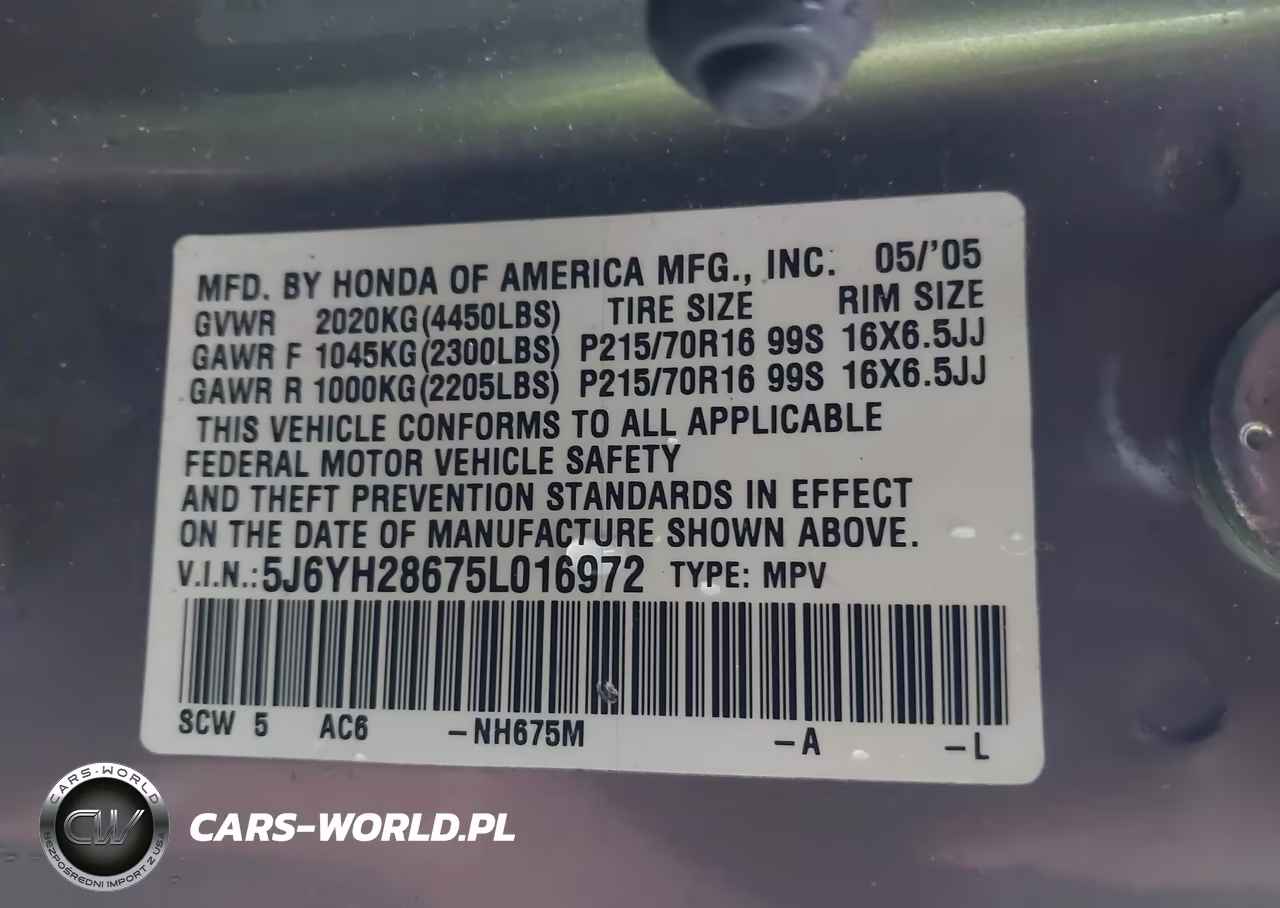 2005 Honda Element Ex VIN:5J6YH28675L016972 - 9