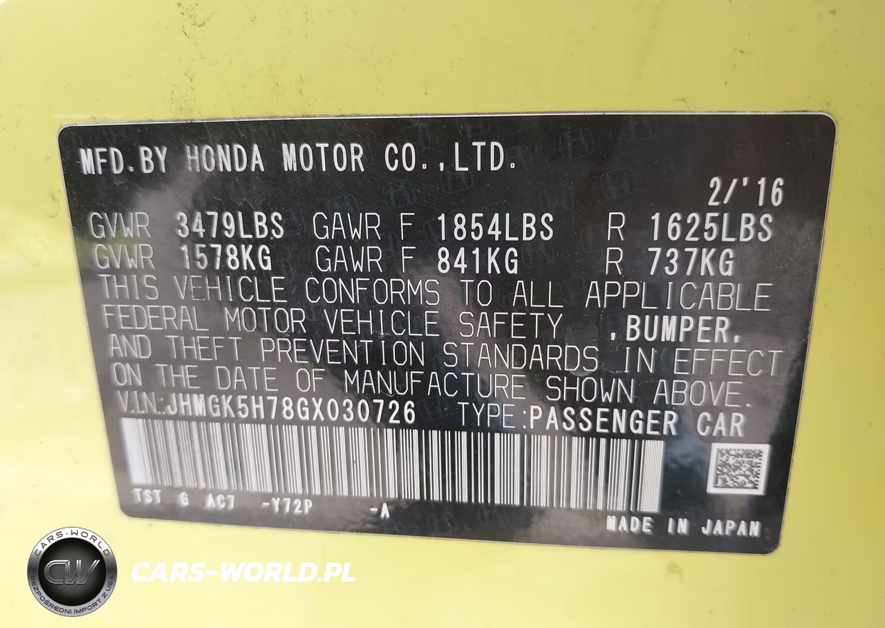 2016 Honda Fit Ex VIN:JHMGK5H78GX030726 - 9