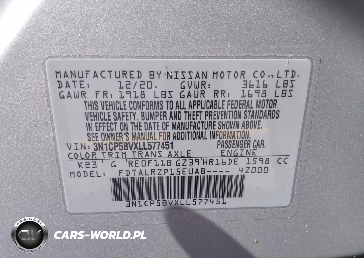 2020 Nissan Kicks S Xtronic Cvt VIN:3N1CP5BVXLL577451 - 9