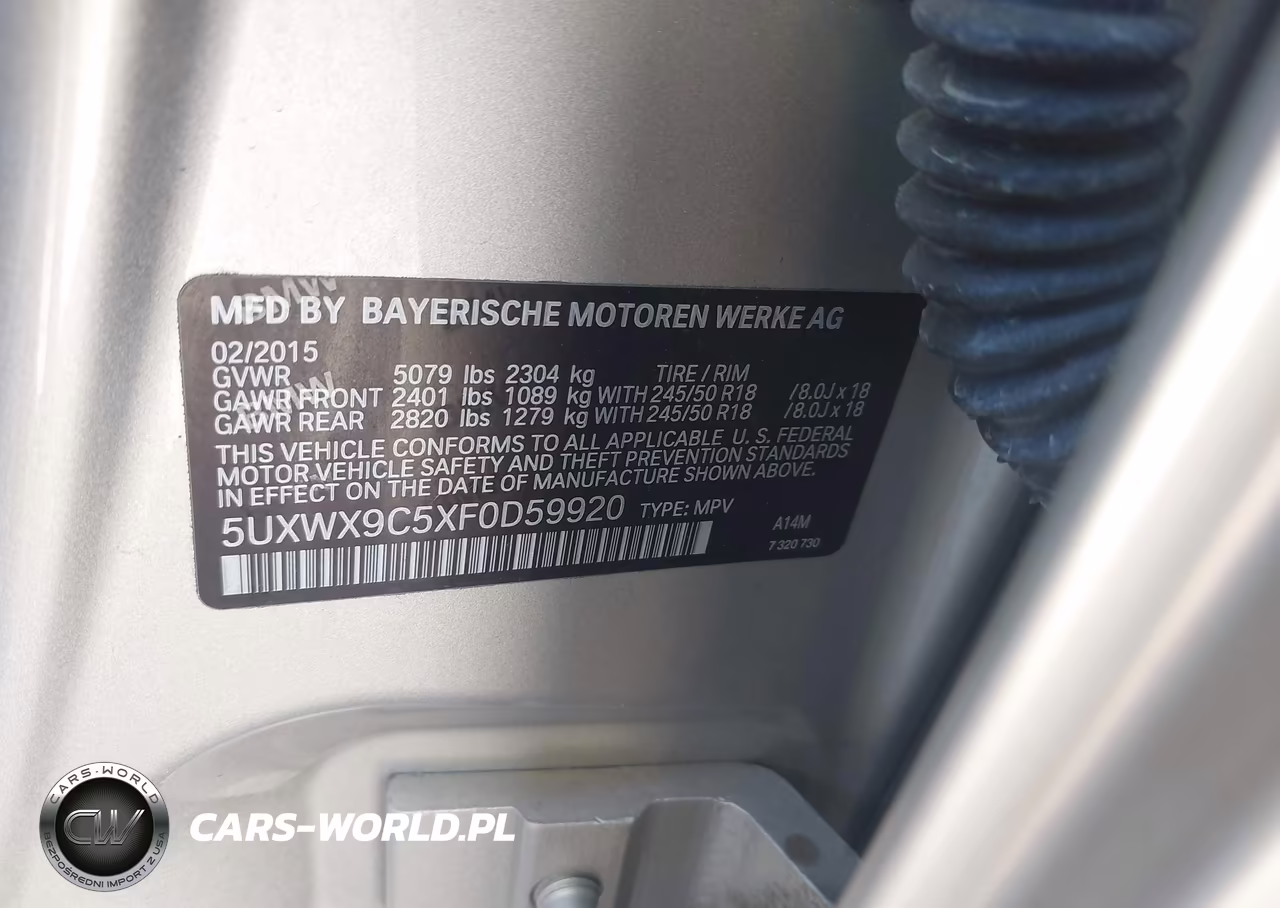 2015 BMW X3 xDrive28I VIN:5UXWX9C5XF0D59920 - 9