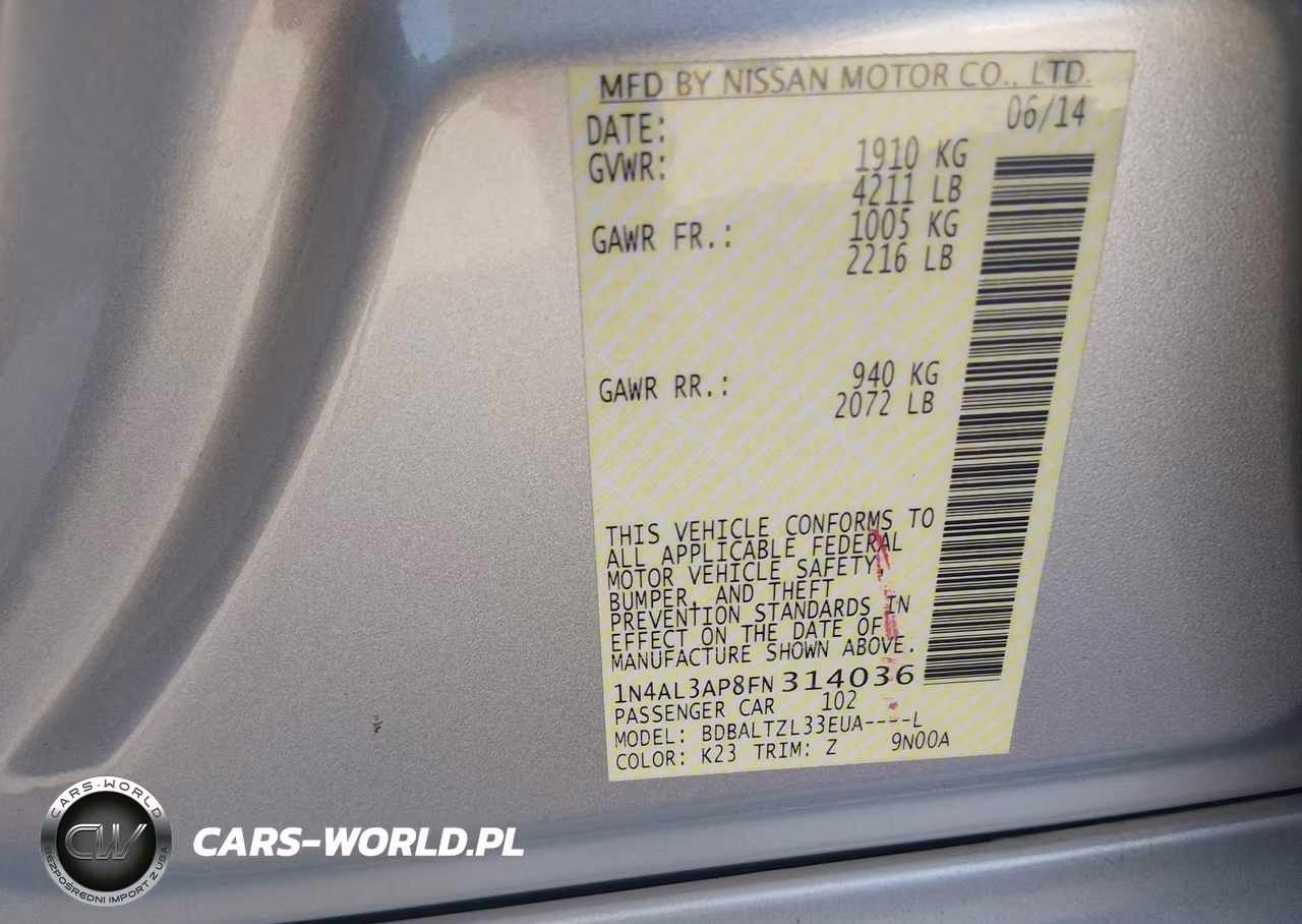 2015 Nissan Altima 2.5 Sl VIN:1N4AL3AP8FN314036 - 9
