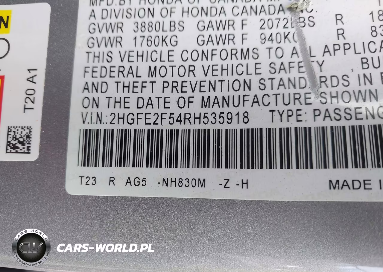 2024 Honda Civic Sport VIN:2HGFE2F54RH535918 - 9