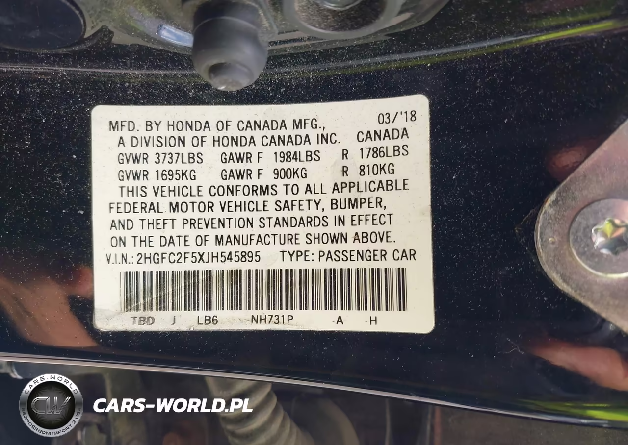 2018 Honda Civic Lx VIN:2HGFC2F5XJH545895 - 9