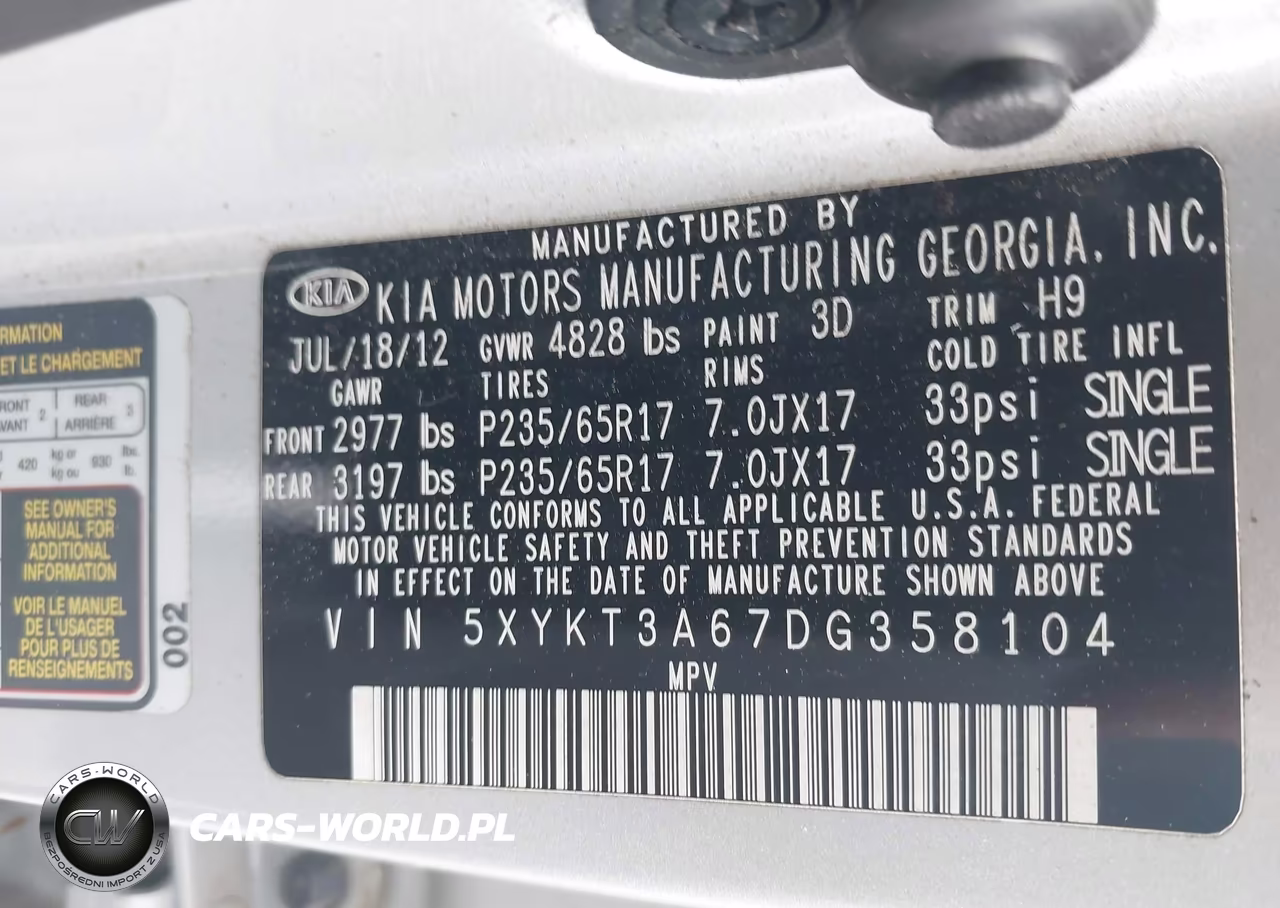 2013 Kia Sorento Lx VIN:5XYKT3A67DG358104 - 9