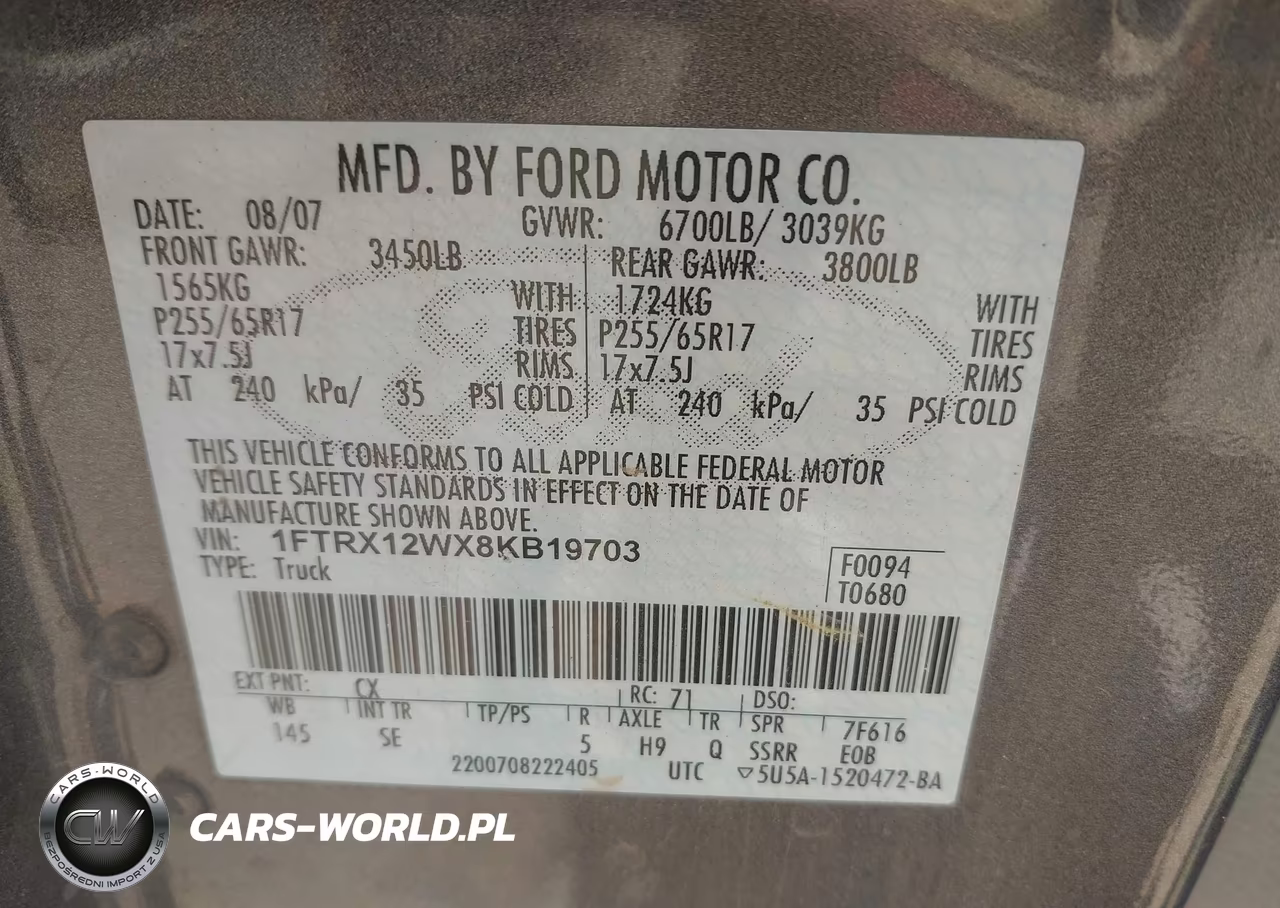 2008 Ford F-150 Fx2-Stx-Xl-Xlt VIN:1FTRX12WX8KB19703 - 9