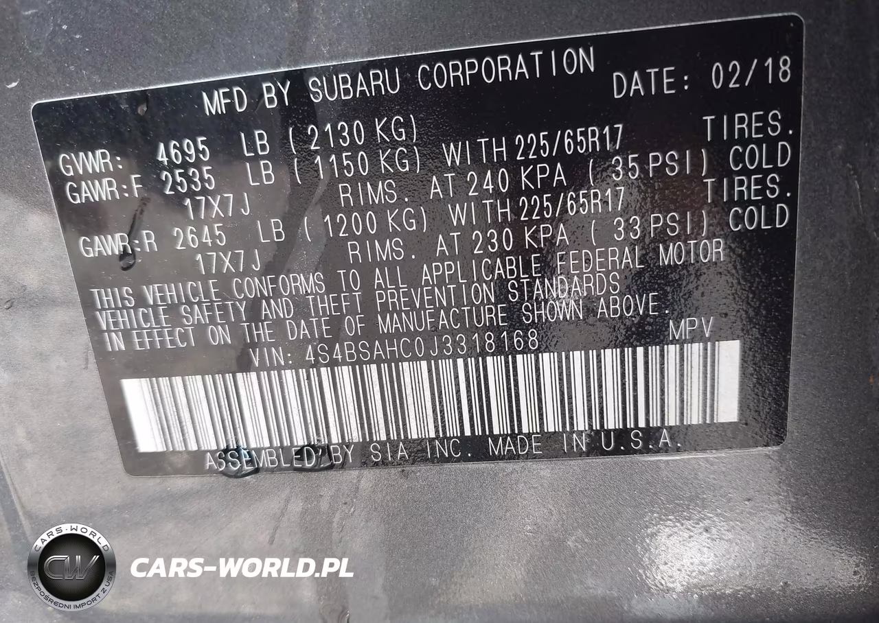 2018 Subaru Outback 2.5I Premium VIN:4S4BSAHC0J3318168 - 9