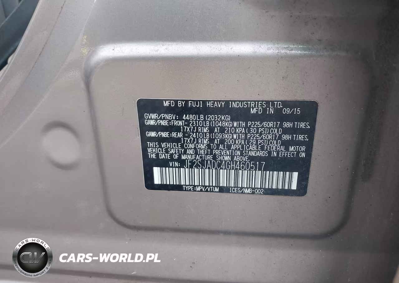 2016 Subaru Forester 2.5I Premium VIN:JF2SJADC4GH460517 - 9