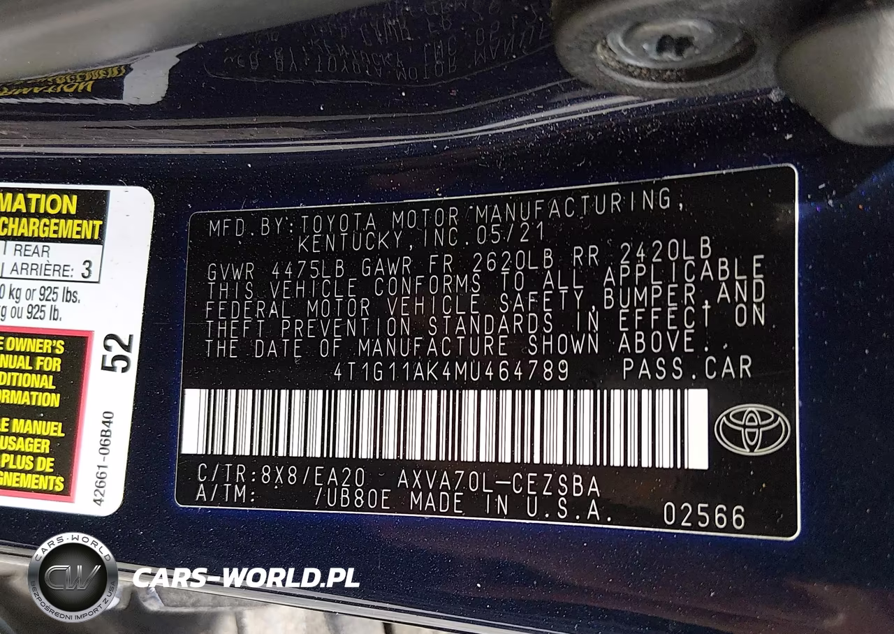 2021 Toyota Camry Se VIN:4T1G11AK4MU464789 - 9