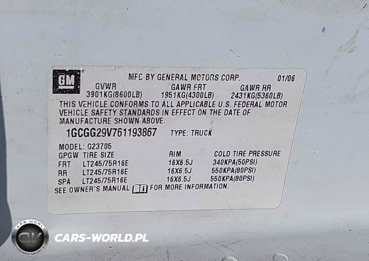 2006 Chevrolet Express Work Van VIN:1GCGG29V761193867 - 9
