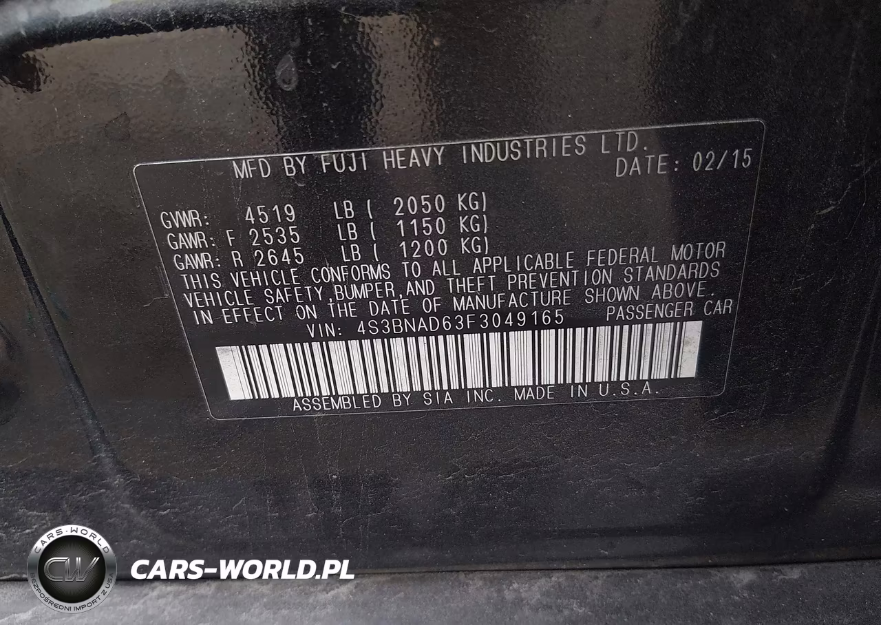 2015 Subaru Legacy 2.5I Premium VIN:4S3BNAD63F3049165 - 9