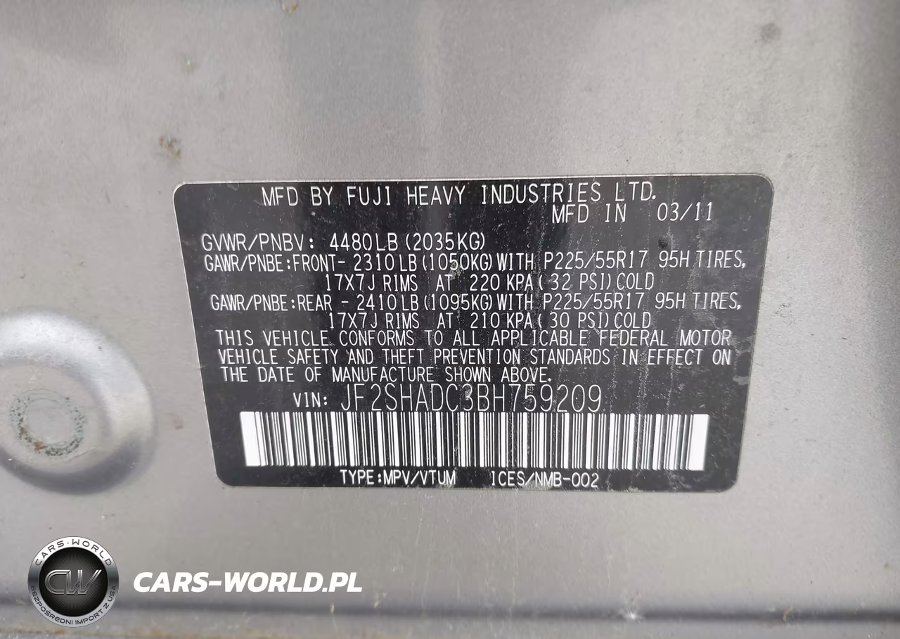 2011 Subaru Forester 2.5X Premium VIN:JF2SHADC3BH759209 - 9