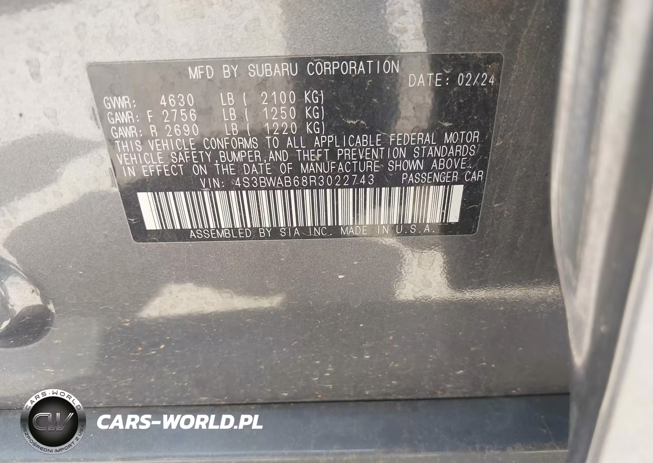 2024 Subaru Legacy VIN:4S3BWAB68R3022743 - 9