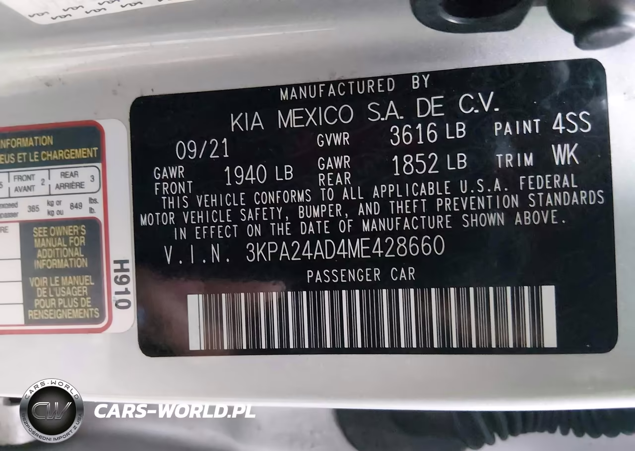 2021 Kia Rio S VIN:3KPA24AD4ME428660 - 9