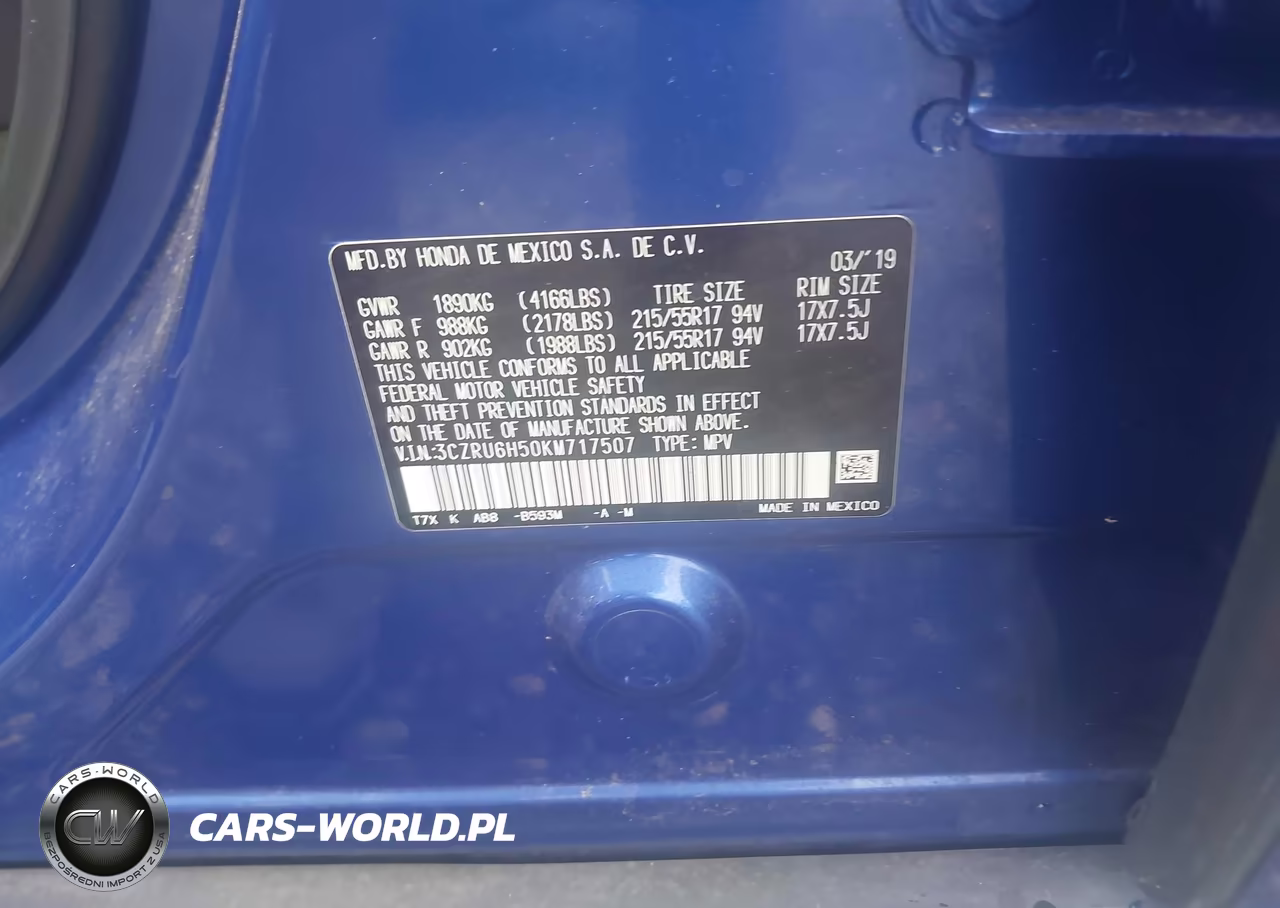 2019 Honda Hr-V Ex VIN:3CZRU6H50KM717507 - 9