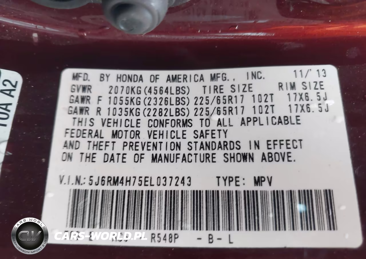 2014 Honda Cr-V Ex-L VIN:5J6RM4H75EL037243 - 9