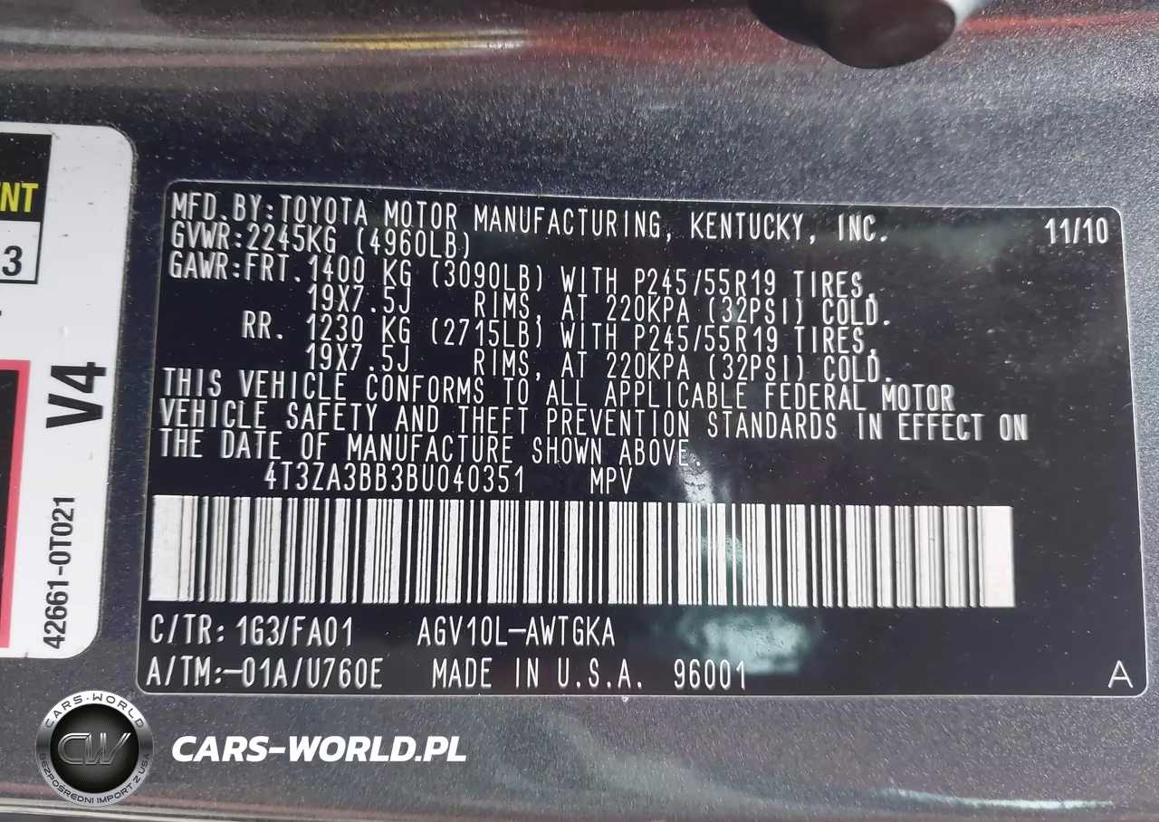 2011 Toyota Venza VIN:4T3ZA3BB3BU040351 - 9