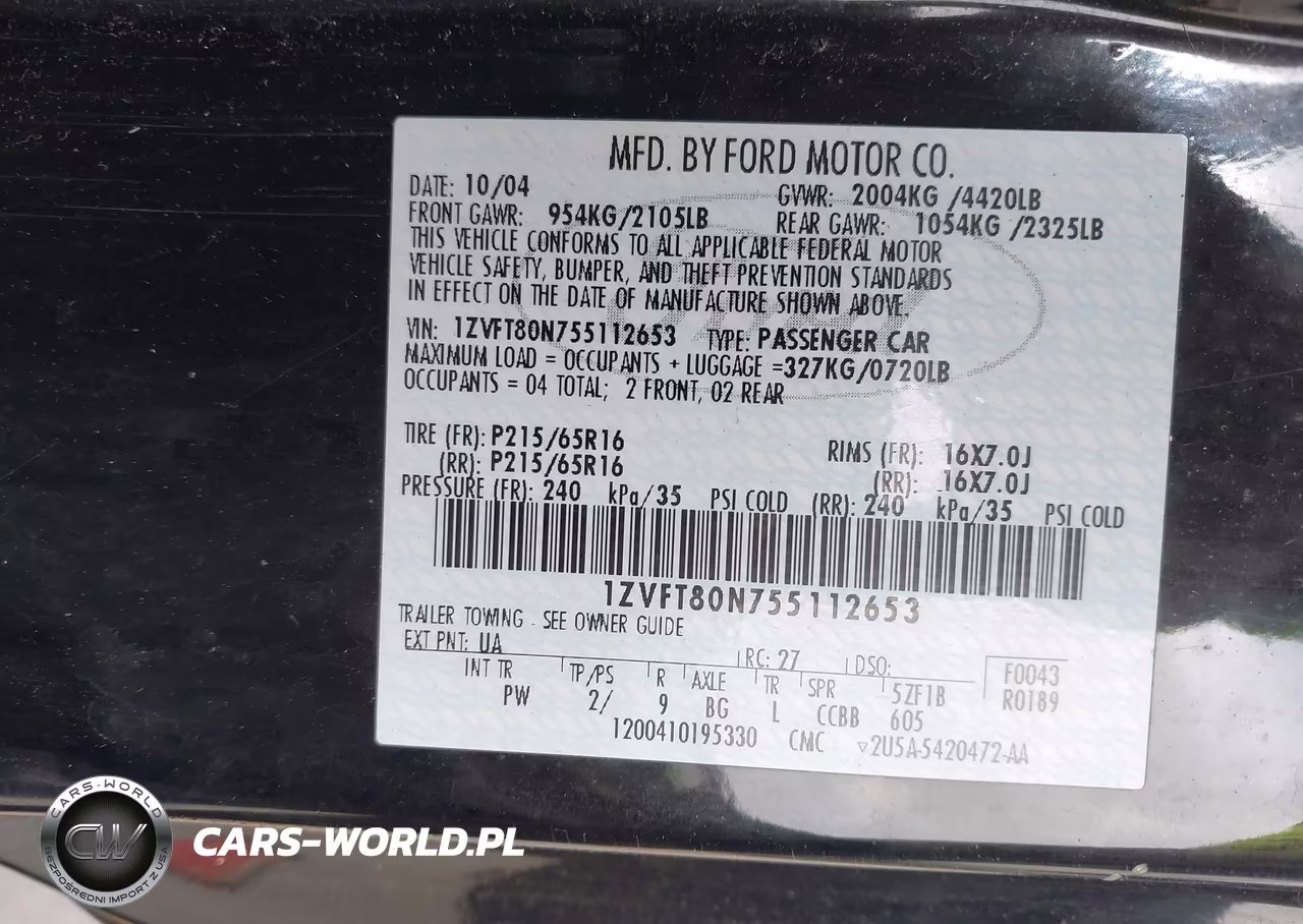 2005 Ford Mustang V6 Deluxe-V6 Premium VIN:1ZVFT80N755112653 - 9