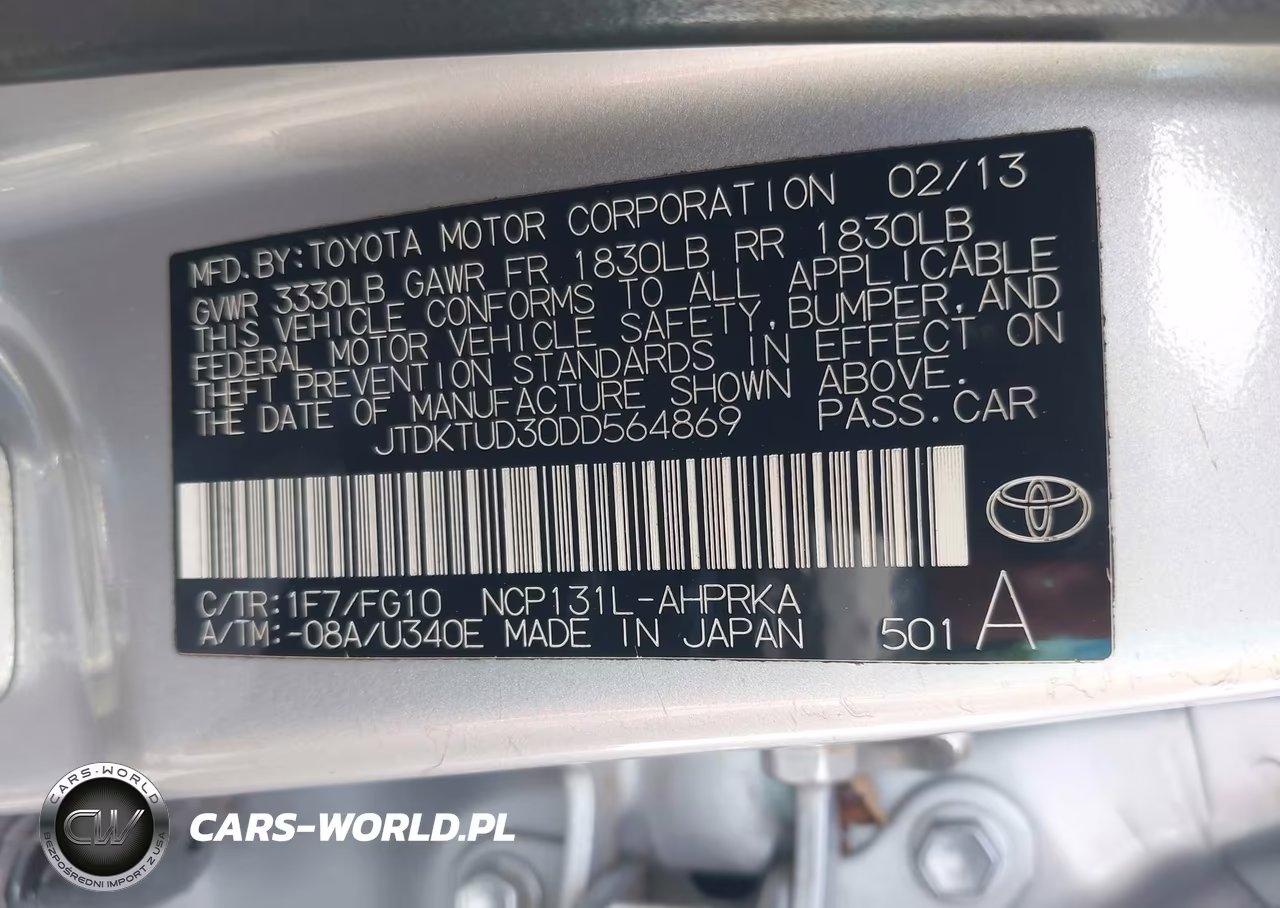 2013 Toyota Yaris Le VIN:JTDKTUD30DD564869 - 9