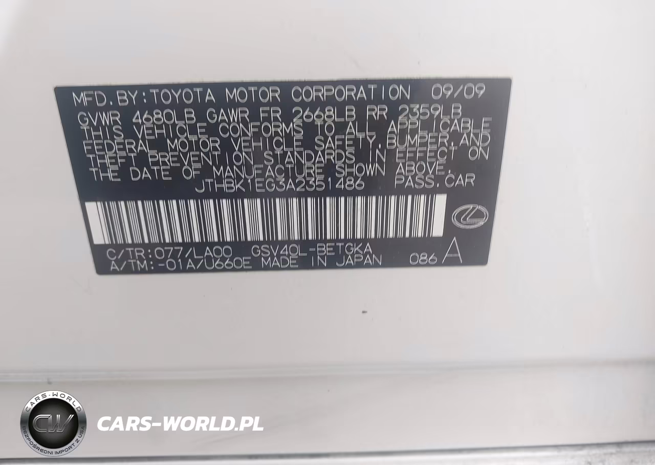 2010 Lexus Es 350 VIN:JTHBK1EG3A2351486 - 9