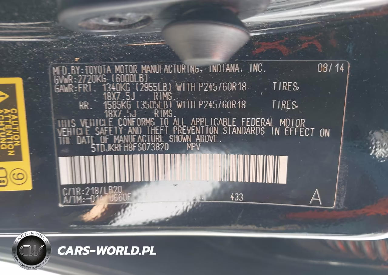 2015 Toyota Highlander Xle V6 VIN:5TDJKRFH8FS073820 - 9