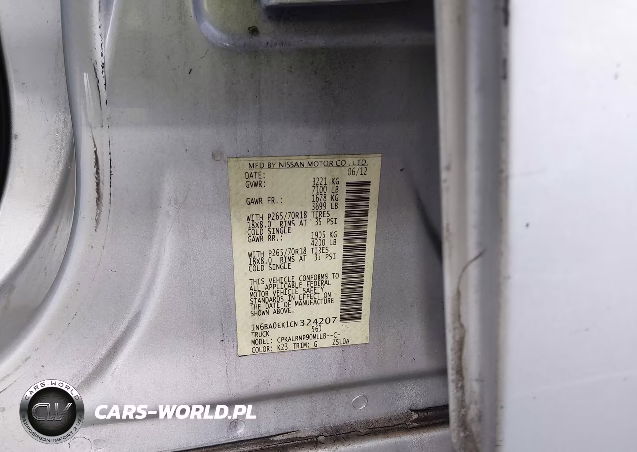 2012 Nissan Titan S VIN:1N6BA0EK1CN324207 - 9