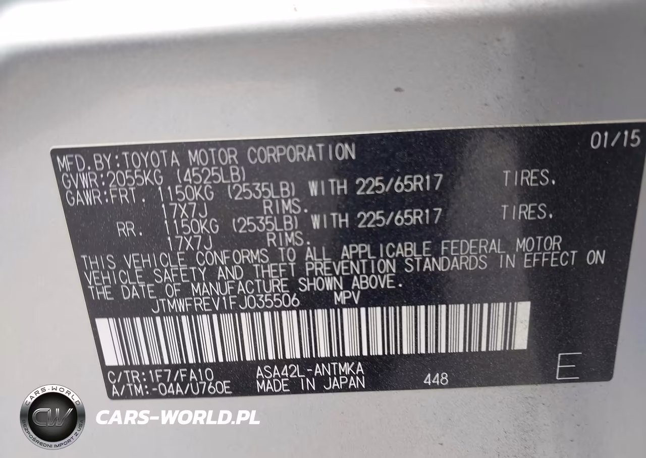 2015 Toyota Rav4 Xle VIN:JTMWFREV1FJ035506 - 9