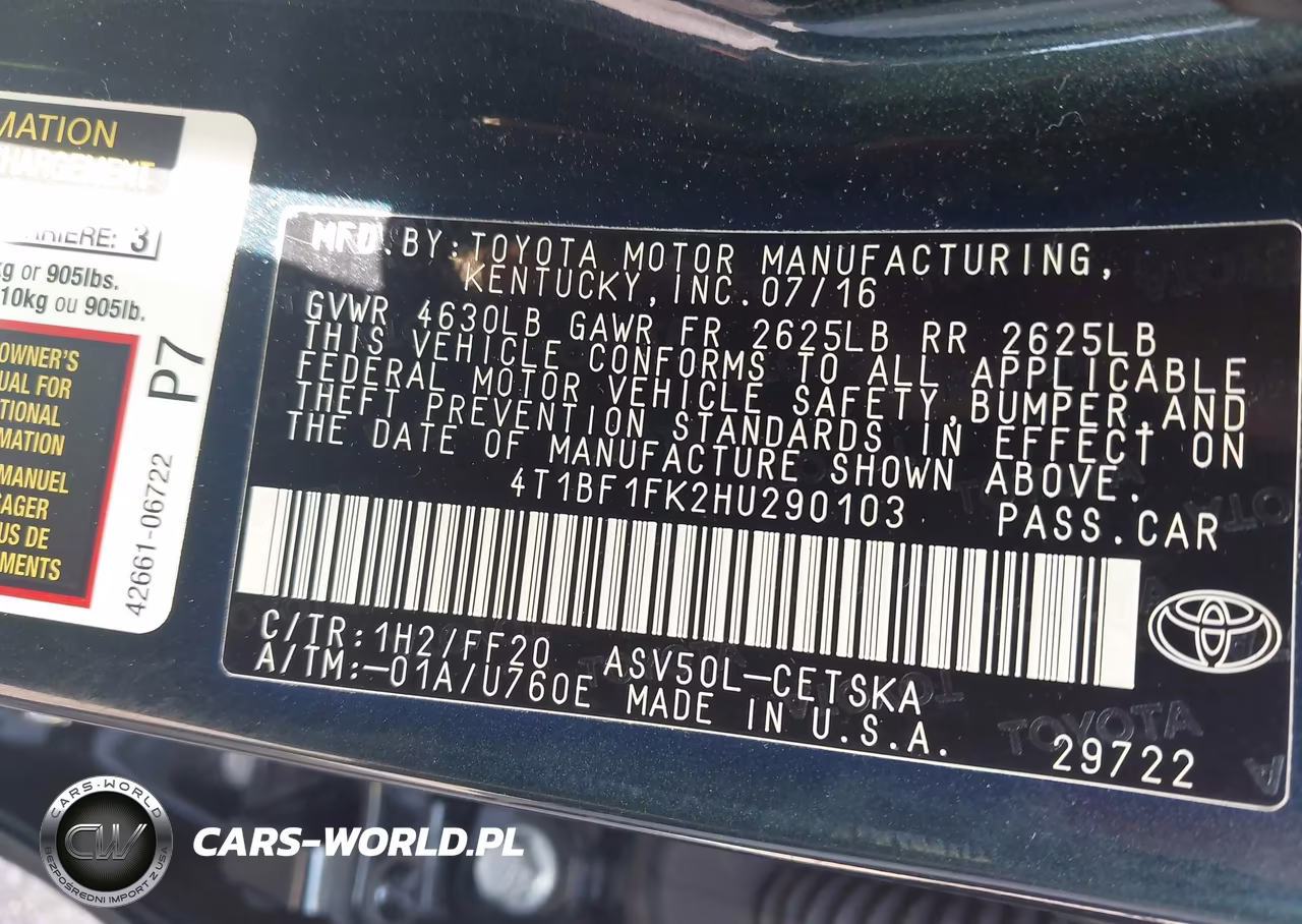 2017 Toyota Camry Se VIN:4T1BF1FK2HU290103 - 9