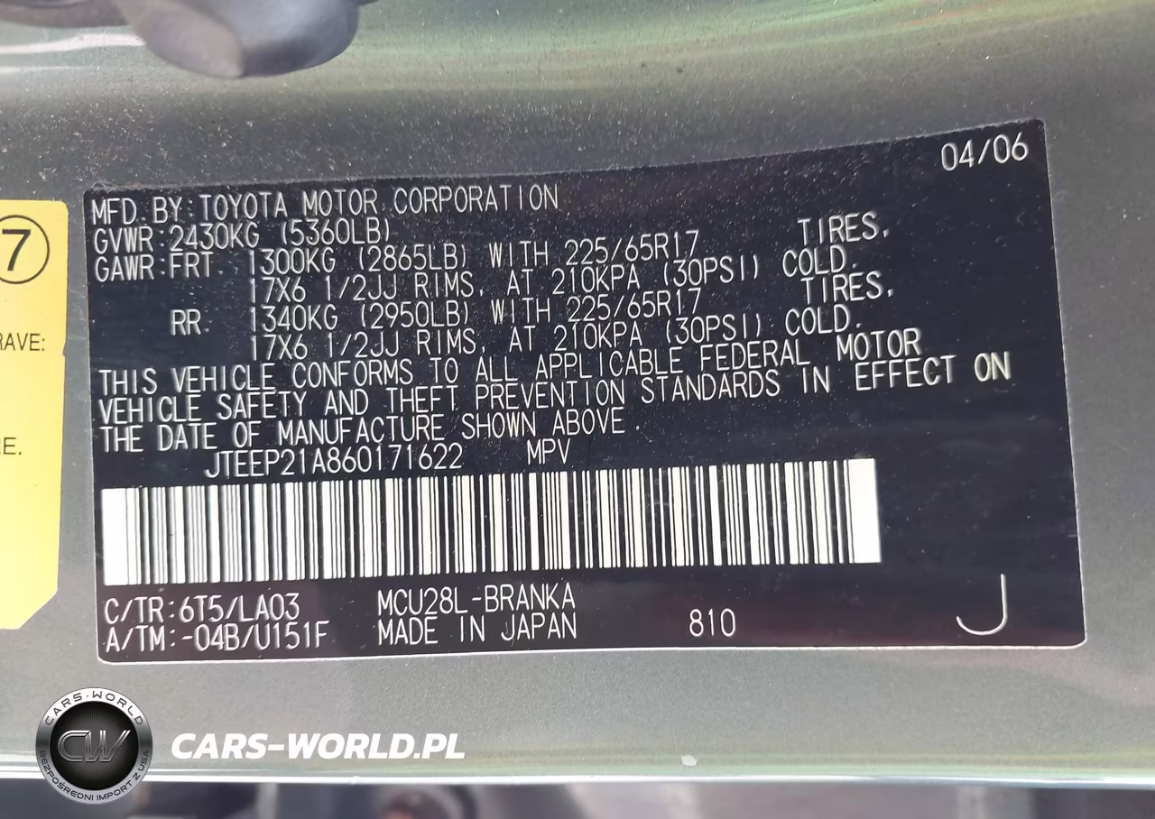 2006 Toyota Highlander Limited V6 VIN:JTEEP21A860171622 - 9