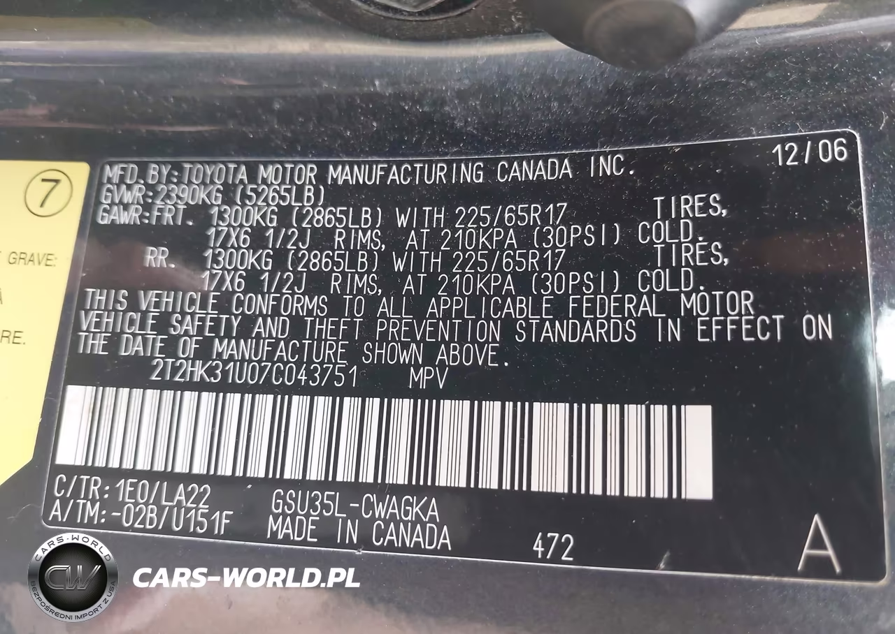 2007 Lexus Rx 350 VIN:2T2HK31U07C043751 - 9